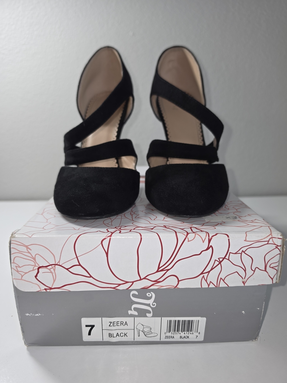 Journee Collection Black Suede Crisscross Strap Heels